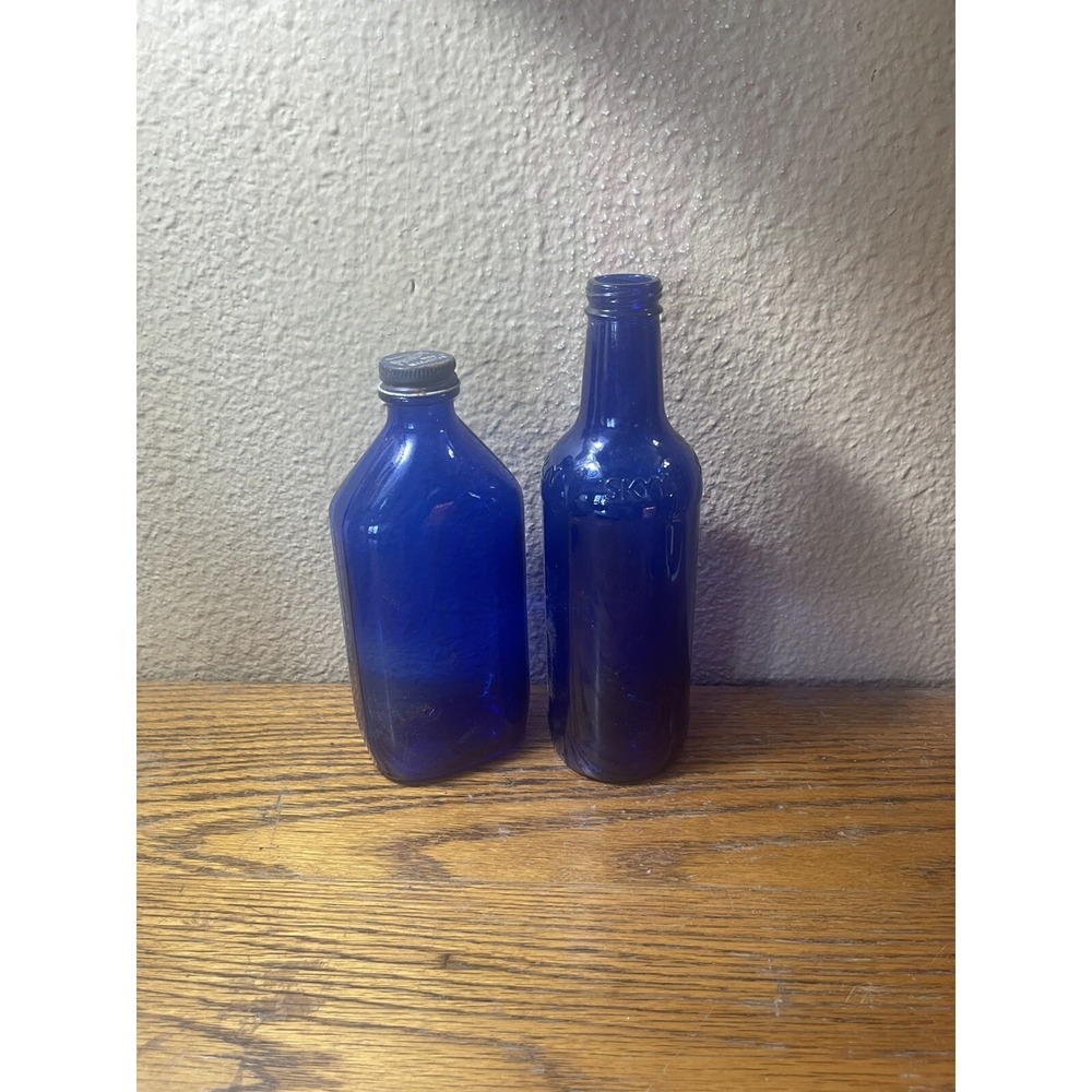 Vintage Cobalt Blue Large Glass Bottles‎ Phillips Milk of Magnesia Skyy Vodka